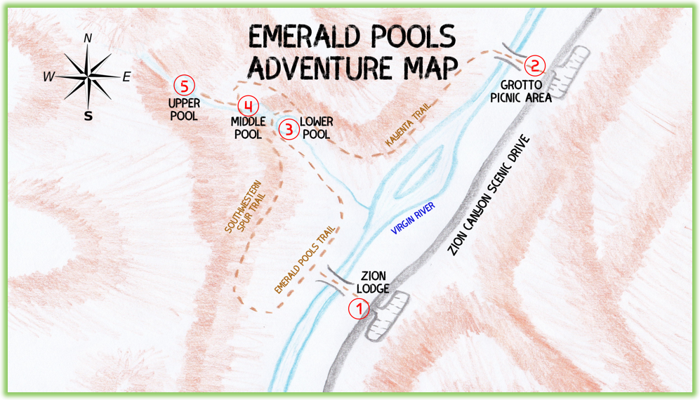 Emerald Pools Adventure Map - Zion - Epic Trip Adventures
