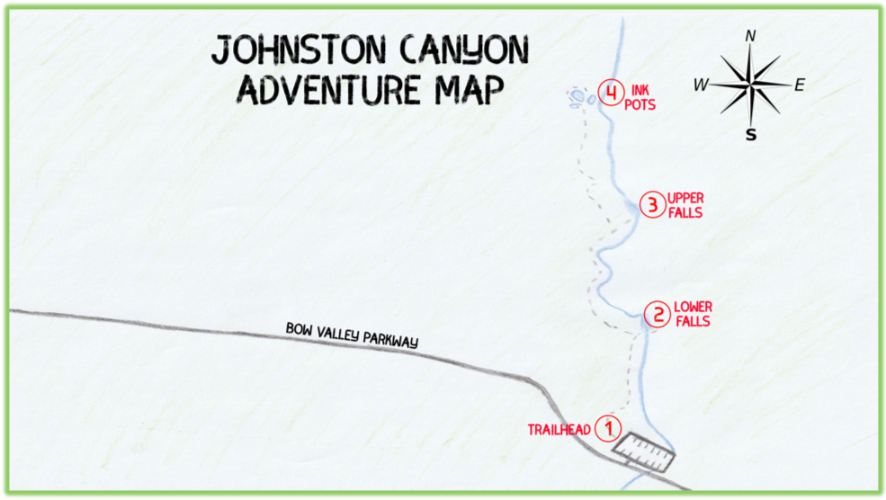 Johnston Canyon Adventure Map- Banff - Epic Trip Adventures
